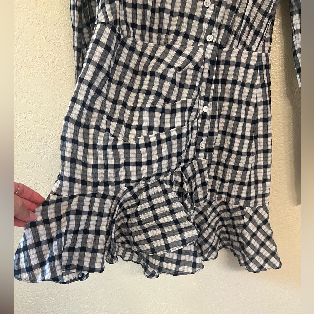 🆕🤍Veronica Beard 🤍Plaid Navy and White Women's Dress. Size M - Picture 9 of 12
